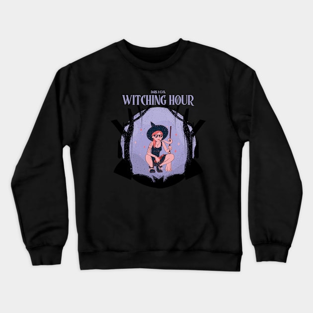 Witching Hour Halloween Gifts Crewneck Sweatshirt by Dody